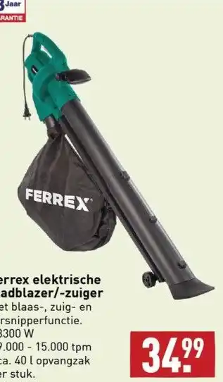 ALDI Ferrex elektrische bladblazer/-zuiger aanbieding