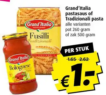 Boni Grand'italia pastasaus of tradizionali pasta aanbieding