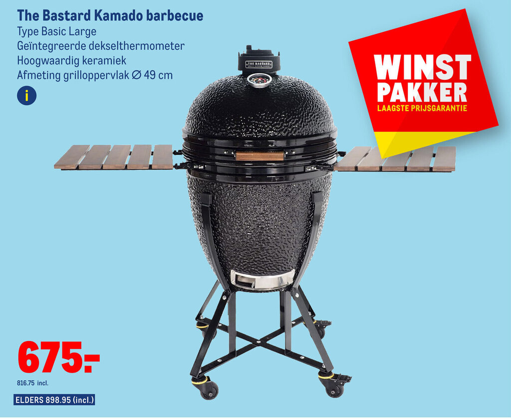 The Bastard Kamado barbecue Basic Large aanbieding bij Makro