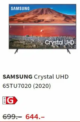 MediaMarkt Samsung crystal UHD 65TU7020 (2020) aanbieding