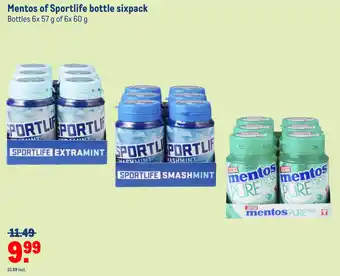 Makro Mentos of sportlife bottle sixpack aanbieding