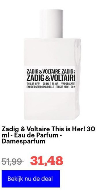 Bol.com Zadig & voltaire this is her! 30 ml - eau de parfum - damesparfum aanbieding