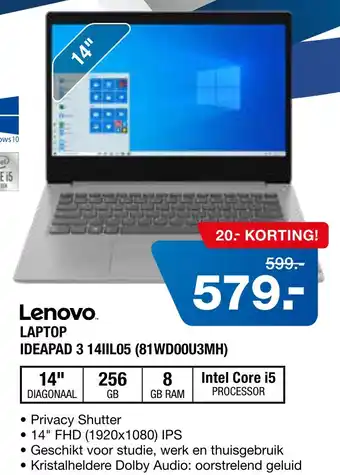 Electroworld Lenovo laptop ideapad 3 aanbieding