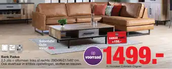 Budget Home Store Hoekbank Padua 2,5 zits + ottomaan Colorado Cognac aanbieding