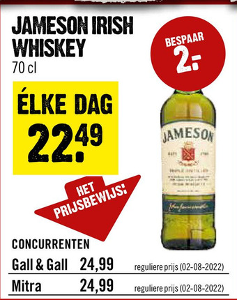 Dirck 3 Jameson irish whiskey aanbieding