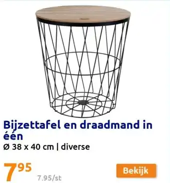 Action Bijzettafel en draadmand in een 38x40 cm aanbieding