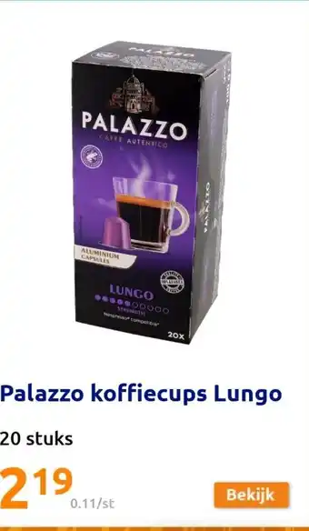 Action Palazzo koffiecups Lungo 20 stuks aanbieding