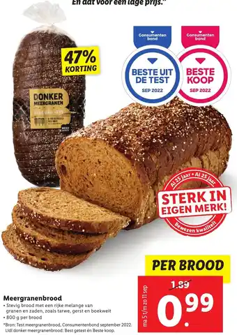 Lidl Meergranenbrood 800g aanbieding