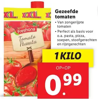 Lidl Gezeefde tomaten 1 kilo aanbieding