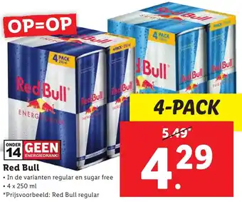 Lidl Red Bull 4x250ml aanbieding