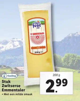 Lidl Stuk zwitserse emmentaler 200g aanbieding