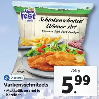 Lidl Varkensschnitzels 750g aanbieding