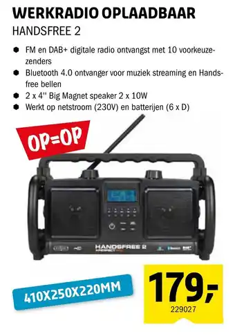 Isero Werkradio oplaadbaar handsfree 2 aanbieding