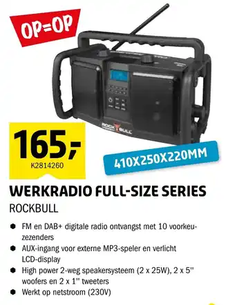 Isero Werkradio full-size series rockbull aanbieding