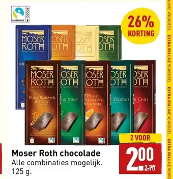 ALDI Moser Roth chocolade 125 g 2 stuks aanbieding