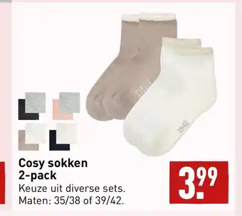 ALDI Cosy sokken 2-pack maten: 35/38 of 39/42 aanbieding