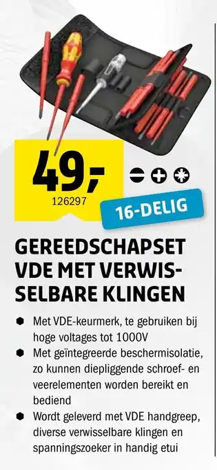 Isero Gereedschapset vde met verwis-selbare klingen aanbieding