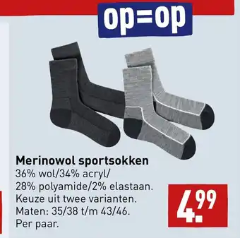 ALDI Merinowol sportsokken maten: 35/38 t/m 43/46 aanbieding