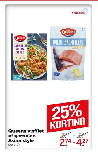 Coop Queens visfilet of garnalen Asian style aanbieding