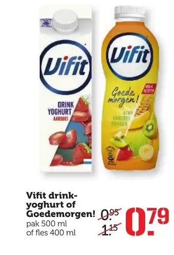 Coop Vifit drink-yoghurt of goedemorgen! 500 ml aanbieding