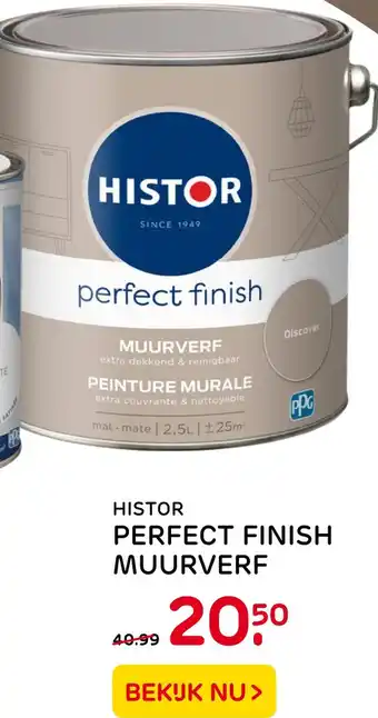 Praxis Histor perfect finish muurverf 2.5 L aanbieding