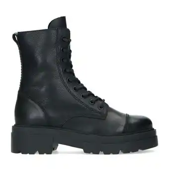 Manfield Manfield zwarte biker boots met plateauzool aanbieding