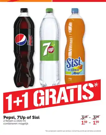 Coop Pepsi, 7up of sisi 1500 ml aanbieding