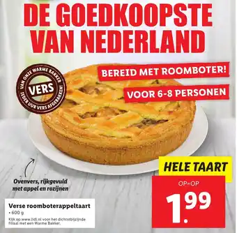 Lidl Verse roomboterappeltaart 600 g aanbieding