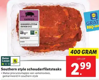 Lidl Southern style schouderfiletsteaks 400 gram aanbieding