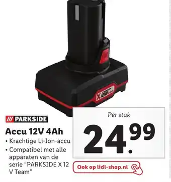 Lidl Parkside accu 12v 4ah aanbieding