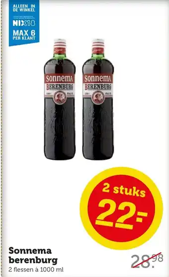 Coop Sonnema berenburg 2 flessen a 1000ML aanbieding