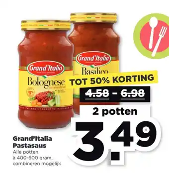 PLUS Grand'italia pastasaus 400-600 gram aanbieding