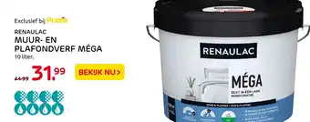 Praxis Renaulac muur- en plafondverf méga 10 liter aanbieding