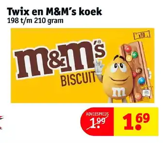 Kruidvat Twix en M&M's koek 198 t/m 210g aanbieding