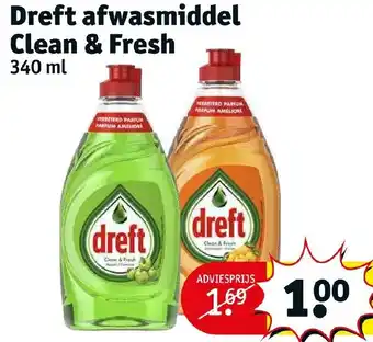 Kruidvat Dreft afwasmiddel Clean & Fresh 340ml aanbieding