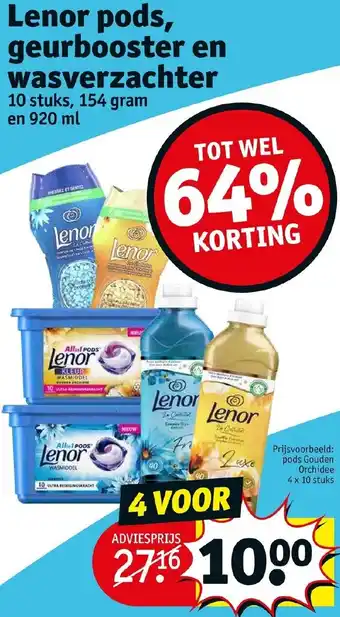 Kruidvat Lenor pods, geurbooster en wasverzachter aanbieding