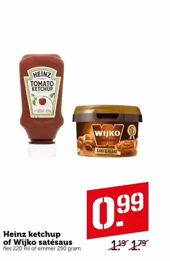 Coop Heinz ketchup of wijko satesaus aanbieding