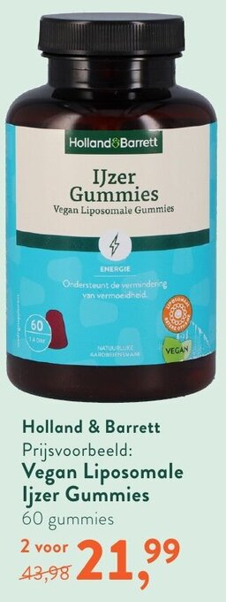 Holland & Barrett Vegan Liposomale Ijzer Gummies 60 gummies aanbieding