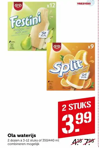 Coop Ola waterijs 350/440 ml aanbieding