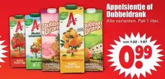 Dirk Appelsientje of Dubbeldrank 1L aanbieding