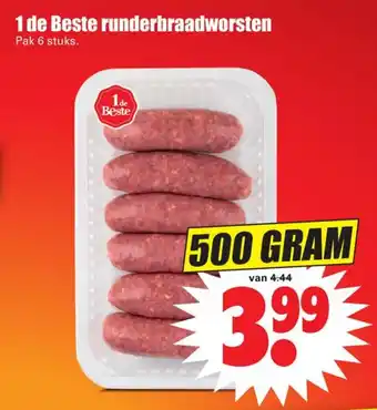 Dirk 1 de Beste Runderbraadworsten 500g aanbieding