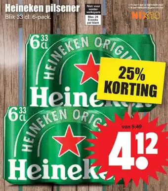 Dirk Heineken pilsener 6*330ml aanbieding