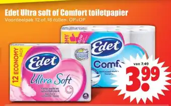 Dirk Edet Ultra Soft 12 rollen of Comfort toiletpapier 16 rollen aanbieding