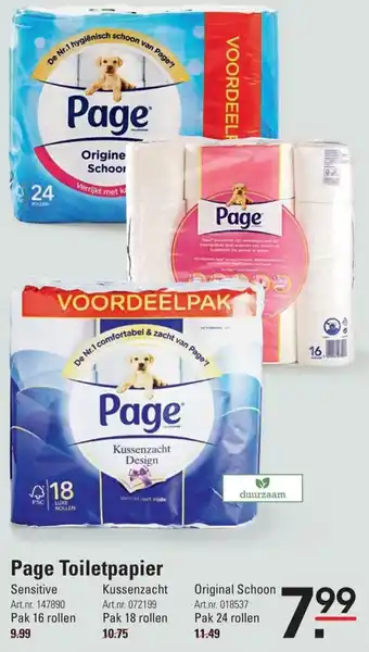 Sligro Page Toiletpapier Sensitive 16 rollen aanbieding