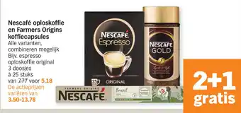 Albert Heijn Nescafé oploskoffie en Farmers Origins aanbieding