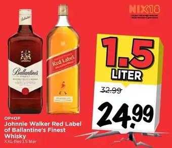 Vomar Voordeelmarkt Johnnie walker red label of ballantine's finest whisky 1.5 liter aanbieding