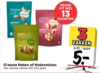 Vomar Voordeelmarkt G'woon noten of notenmixen 150-200g aanbieding