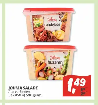 Dekamarkt Johma salade bak 450 of 500 gram aanbieding