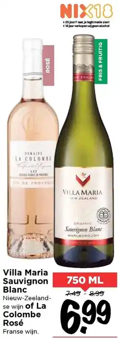 Vomar Voordeelmarkt Villa maria sauvignon blanc of la colombe rose 750ml aanbieding