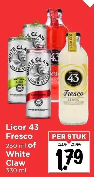 Vomar Voordeelmarkt Licor 43 fresco of white claw 250ml/330ml aanbieding